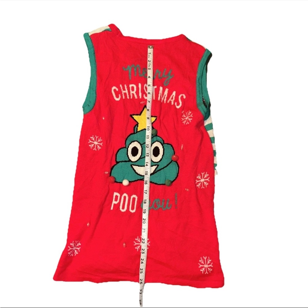 Claires Women's Ugly Sweater Vest One Size Light Up Merry Christmas Poo You - Picture 4 of 5